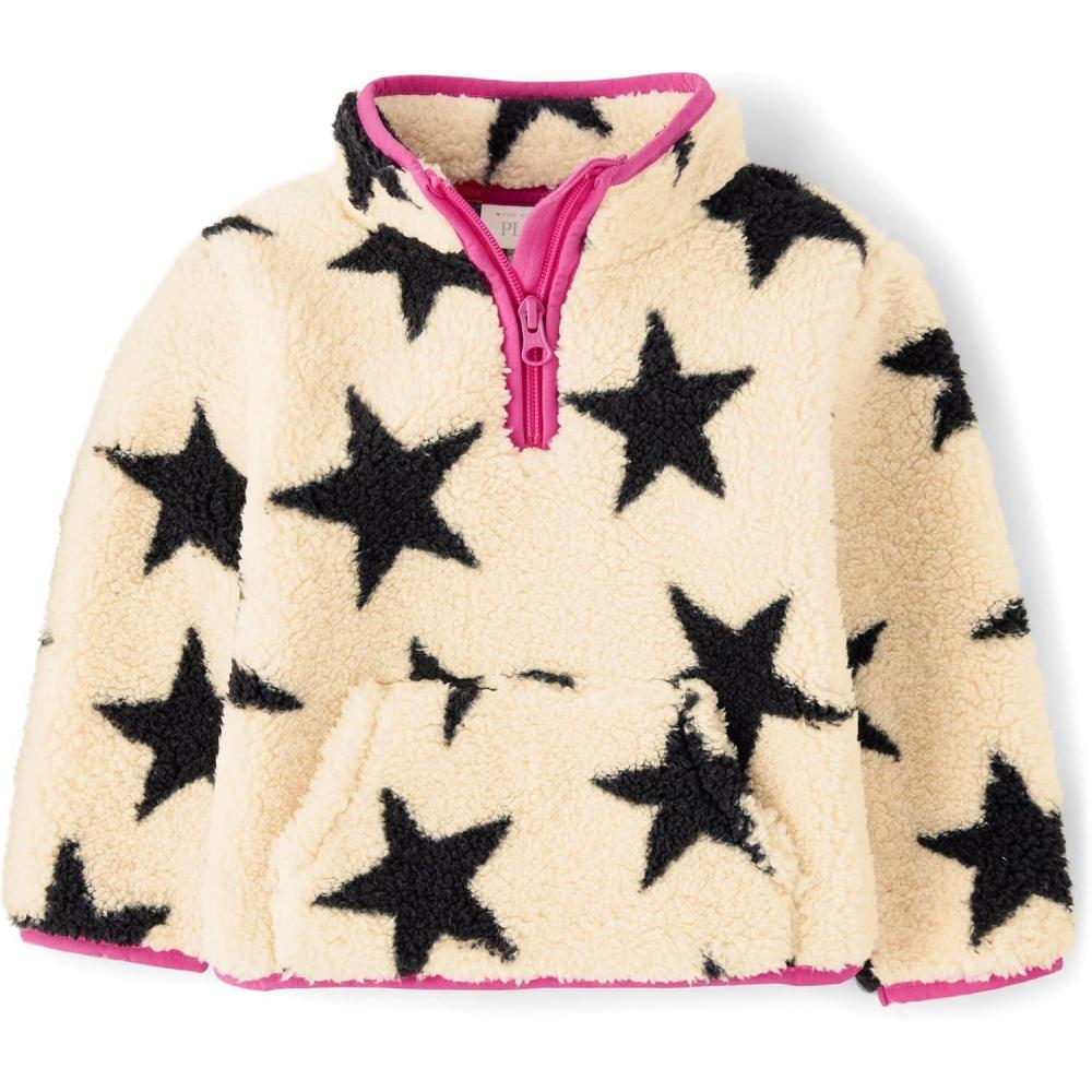 imageThe Childrens Place babygirls And Toddler Sherpa JacketFrappe Stars Quarter Zip