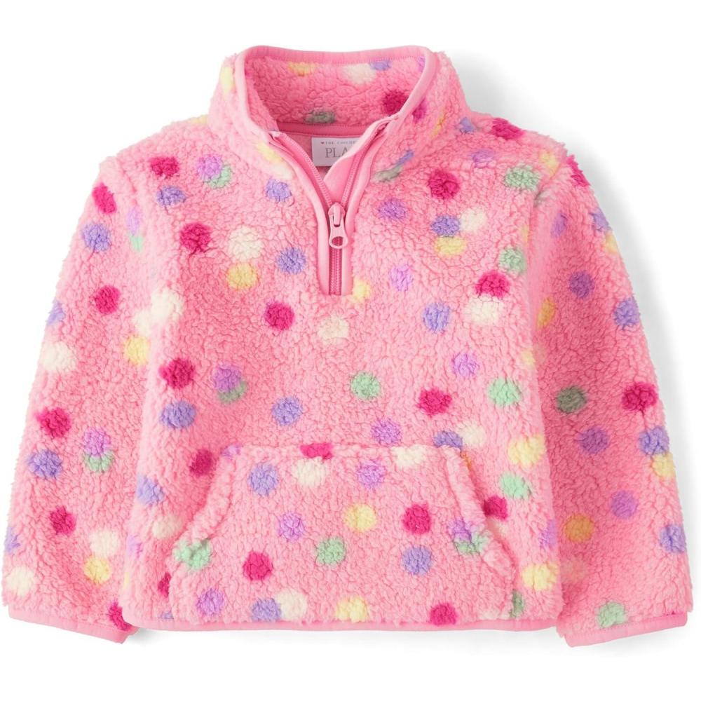 imageThe Childrens Place babygirls And Toddler Sherpa JacketPink Dots Quarter Zip