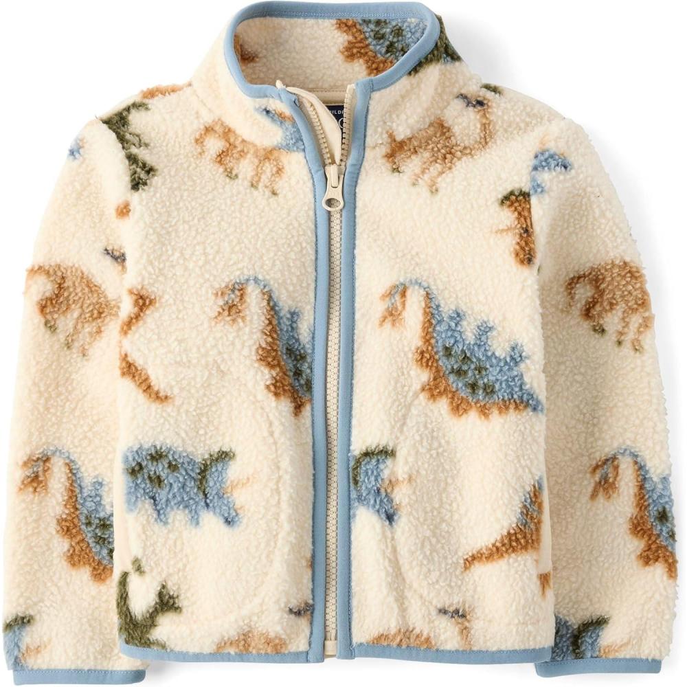 imageThe Childrens Place boys And Toddler Long Sleeve Sherpa Fleece Full Zip JacketDino Haystack