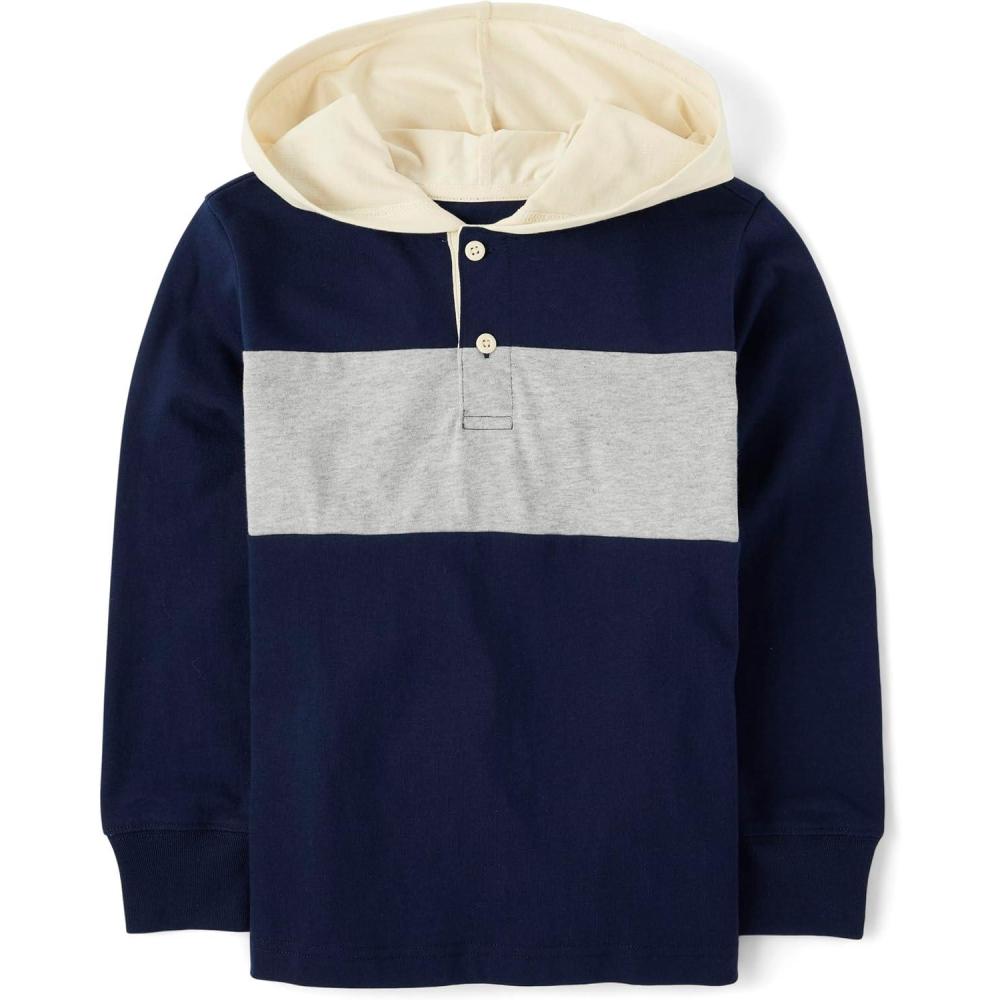 imageThe Childrens Place boys Everyday Casual Hooded Long Sleeve TshirtTidal Colorblock