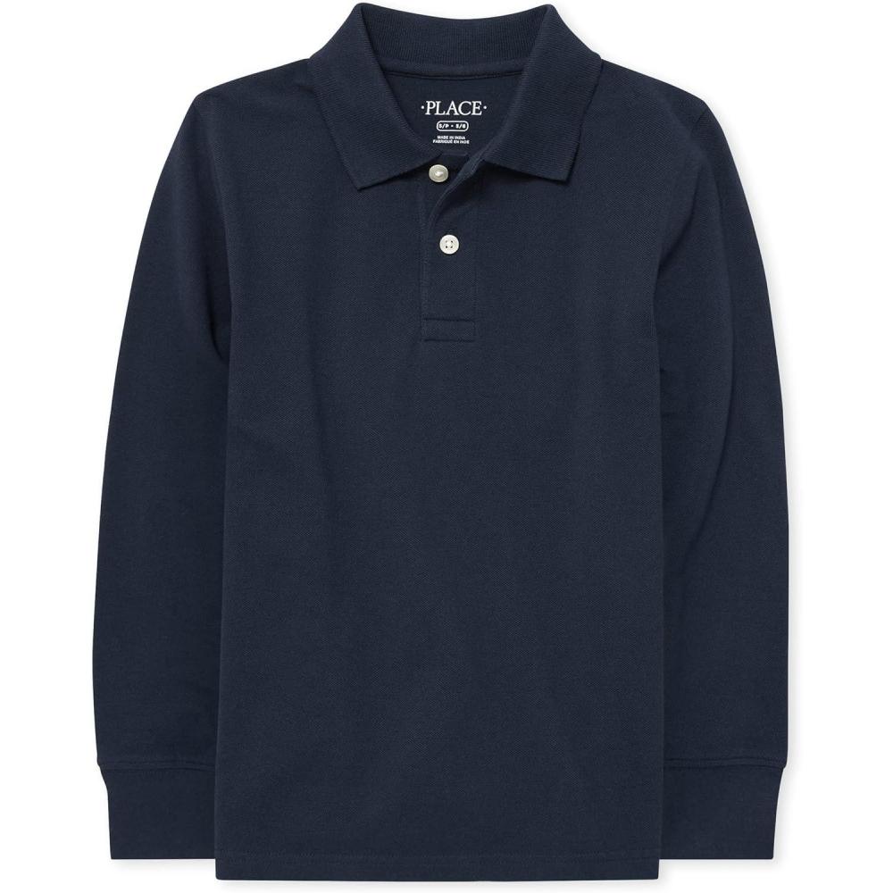 imageThe Childrens Place boys Long Sleeve Pique PoloNautico Single