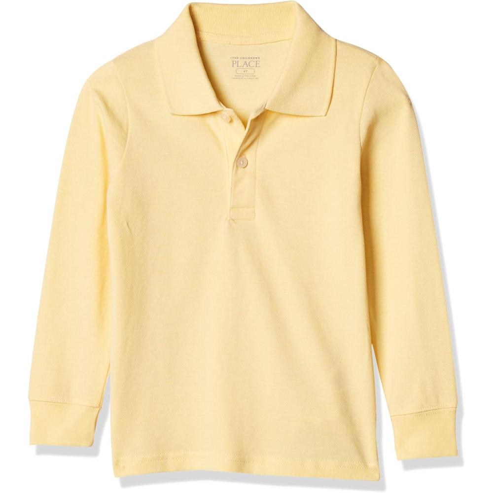 imageThe Childrens Place boys Long Sleeve Pique PoloNew Yellow Single