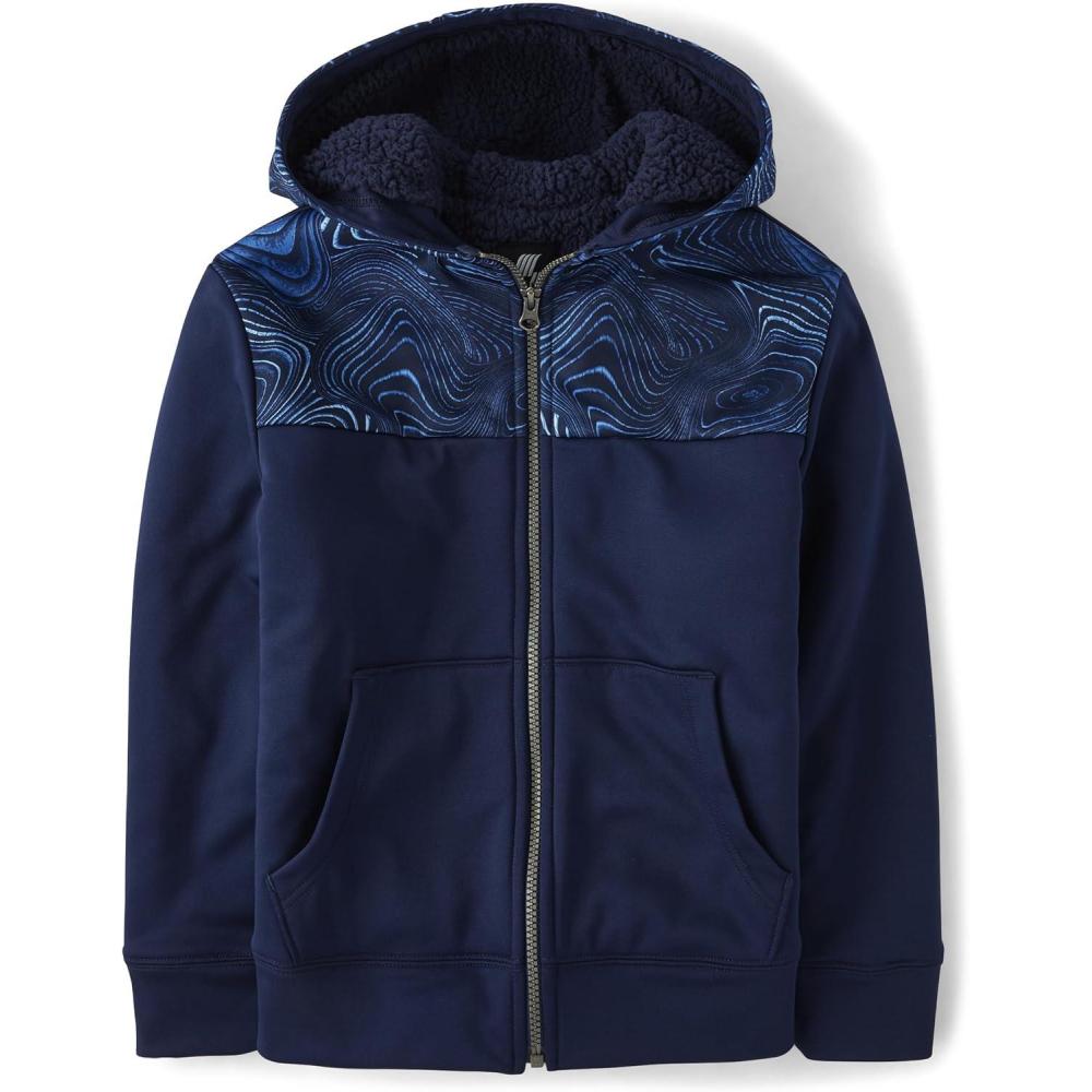 imageThe Childrens Place boys Long Sleeve Sherpa Lined Zipfront Hoodie SweatshirtTidal