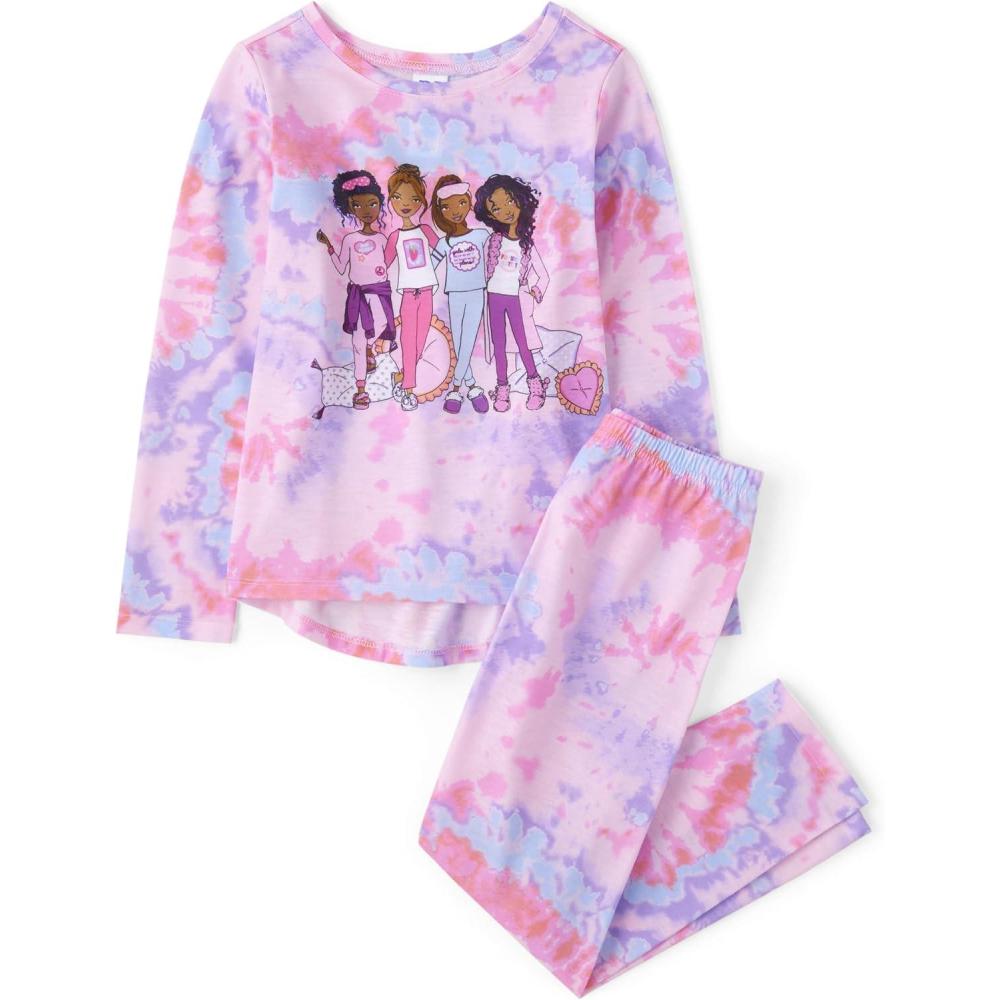 imageThe Childrens Place boys Long Sleeve Top and Pants 2 Piece Pajama SetGirls Cameo Swirl