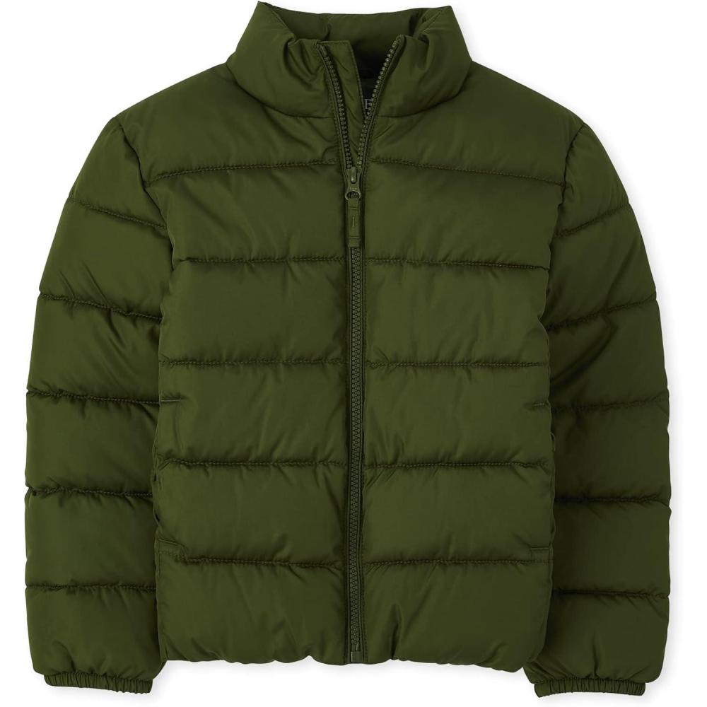 imageThe Childrens Place boys Medium Weight Puffer Jacket Wind WaterresistantSage Green