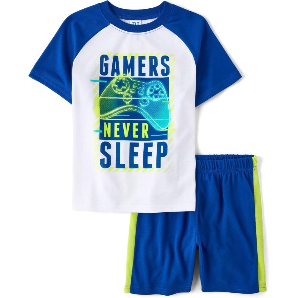 imageThe Childrens Place boys Short Sleeve Top and Shorts2 Piece Pajama SetGamers Never Sleep