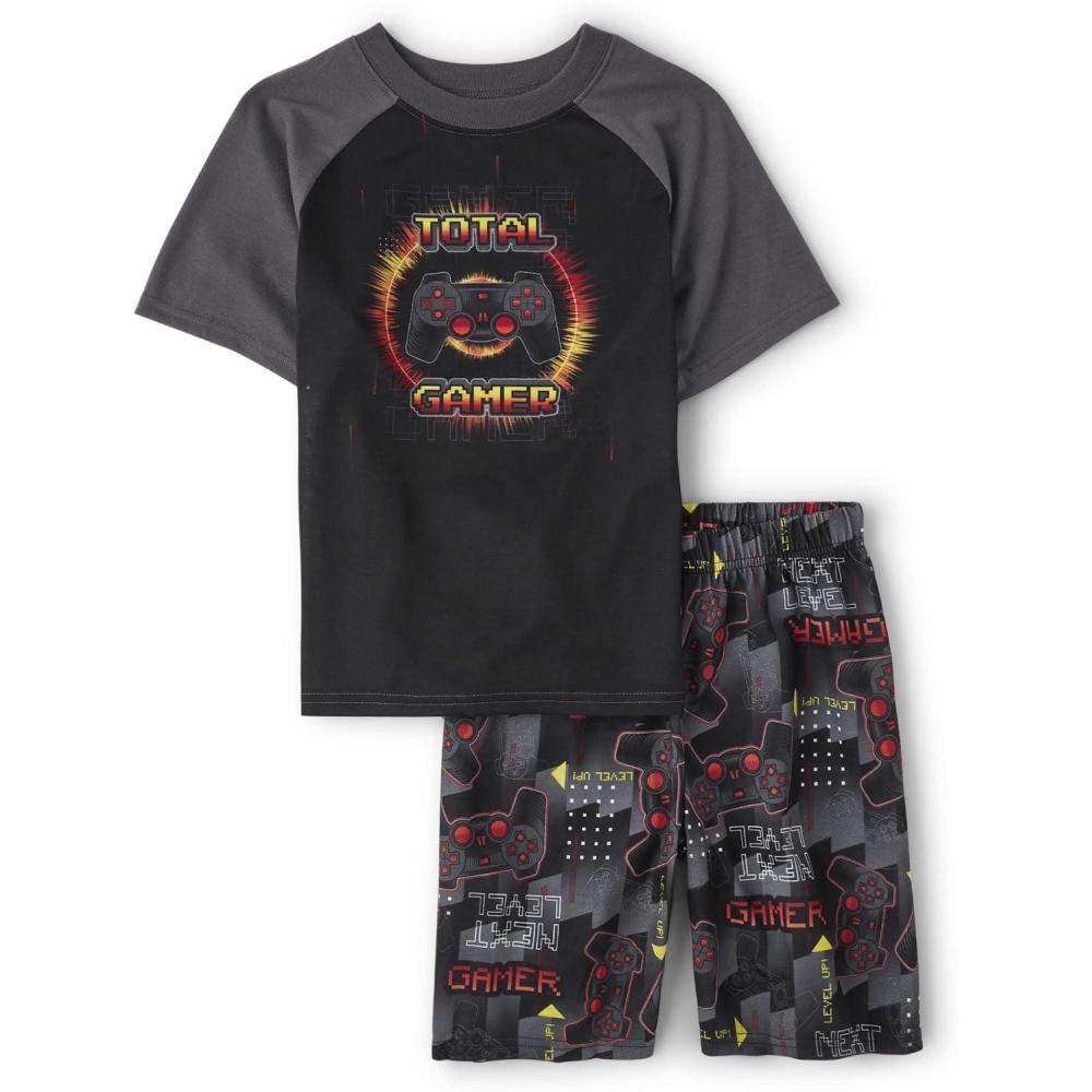 imageThe Childrens Place boys Short Sleeve Top and Shorts2 Piece Pajama SetTotal Gamer