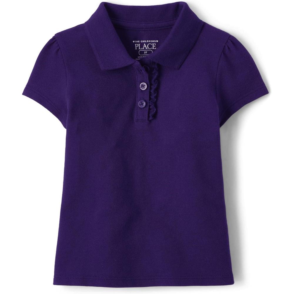 imageThe Childrens Place girls Short Sleeve Ruffle Pique PoloRegal Violet Single