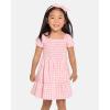The Children’s Place Baby Girls’ and Toddler Short Sleeve Casual Dresses(Pink Gingham Puff Sleeve)