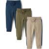 The Children’s Place Baby Boys’ Active Fleece Jogger Pants 2 Pack(Gray/Blue/Olive 3-pack)
