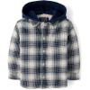 The Children’s Place Baby Boys’ and Toddler Long Sleeve Hooded Shacket(Stoneybrook Plaid)