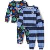 The Children’s Place Baby Boys’ and Toddler Long Sleeve Top and Pants Snug Fit 100% Cotton 4 Piece Pajama Set(Space 2 Pack)