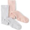 The Children’s Place Baby Girls And Toddler Cable Knit Tights(Gray/Pink 2-pack)