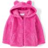 The Children’s Place Baby Girls’ Cozy Sherpa Hooded Full Zip Sweatshirt(Pink Summer Critter)