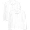 The Children’s Place Baby Girls’ Toddler Multipack Long Sleeve Ruffle Pique Polos(White 2-pack)
