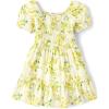 The Children’s Place Baby Girls’ and Toddler Short Sleeve Casual Dresses(Smocked Yellow Floral)