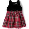 The Children’s Place Baby Girls’ and Toddler Sleeveless Holiday Dressy Dresses(Classic Red Plaid Velour)