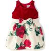 The Children’s Place Baby Girls’ and Toddler Sleeveless Holiday Dressy Dresses(Red White Floral)