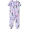 The Children’s Place Baby Girls’ and Toddler Snug Fit 100% Cotton Short Sleeve Zip-Front One Piece Footless Pajama(Lavender Mermaids)
