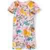 The Children’s Place Baby Girls’ and Toddler Snug Fit 100% Cotton Short Sleeve Zip-Front One Piece Footless Pajama(Ss Jungle Pink)