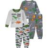 The Children’s Place Baby Single and Toddler Boys Long Sleeve Top and Pants Snug Fit 100% Cotton 2 Piece Pajama Sets(Dino 2 Pack)