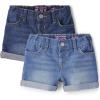 The Children’s Place Baby Toddler Girls Denim Shortie Shorts 3 Pack(Sage Wash)