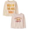 The Children’s Place Baby and Toddler All Holidays,Birthdays Long Sleeve Graphic T-Shirts,2 Pack(Boss Kids Table/Thankful for Family)