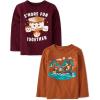 The Children’s Place Baby and Toddler All Holidays,Birthdays Long Sleeve Graphic T-Shirts,2 Pack(Smore Fun/Canoe Animals)