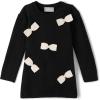 The Children’s Place Baby and Toddler Girls’ Long Sleeve Sweater Dress(Black Bows)
