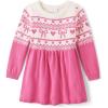 The Children’s Place Baby and Toddler Girls’ Long Sleeve Sweater Dress(Pink Fairisle)