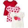 The Children’s Place Baby-Girls and Toddler Short Sleeve Everyday Casual Knit Shirt(Apple 3-pack)