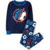 The Children’s Place Boys’ 100% Cotton Long Sleeve Top and Pants, 2 Piece Pajama Set(Soccer)