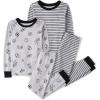The Children’s Place Boys’ 100% Cotton Long Sleeve Top and Pants, 2 Piece Pajama Set(Stripes/Sports 2-pack)