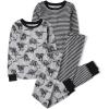 The Children’s Place Boys’ 100% Cotton Long Sleeve Top and Pants,2 Piece Pajama Set(Dino Stripe 2-pack)