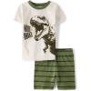 The Children’s Place Boys’ 100% Cotton Sleeve Top and Shorts 2 Piece Pajama Set(Olive Dino)