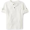 The Children’s Place Boys’ Long Sleeve Rolled Cuff Henley Shirt(Bunny’s Tail White)