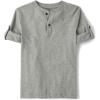 The Children’s Place Boys’ Long Sleeve Rolled Cuff Henley Shirt(Smoke Grey)