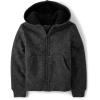 The Children’s Place Boys’ Long Sleeve, Sherpa Lined, Zip-Front Hoodie Sweatshirt(Black)