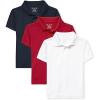 The Children’s Place Boys Multipack Short Sleeve Performance Polos(Nautico/Classic Red/White 3-pack)