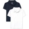 The Children’s Place Boys Multipack Short Sleeve Performance Polos(Nautico/White 2-pack)
