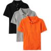 The Children’s Place Boys Multipack Short Sleeve Pique Polo(Flame/Smoke/Black)