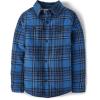 The Children’s Place Boys’ Sherpa Lined Shirt Jacket(Blue Plaid)