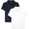 The Children’s Place Boys’ Short Sleeve Pique Polo, 2 Pack(Nautico/White)