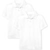 The Children’s Place Boys’ Short Sleeve Pique Polo, 2 Pack(White)