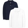 The Children’s Place Boys Uniform Long Sleeve Pique Polo(Nautico/White 2-pack)