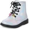 The Children’s Place Girl’s Baby Toddler Lace Up Combat Boots(Metallic Silver)