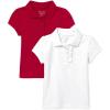 The Children’s Place Girls’ Toddler Mulipack Short Sleeve Ruffle Pique Polos(Ruby/White 2-pack)