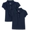 The Children’s Place Girls’ Toddler Mulipack Short Sleeve Ruffle Pique Polos(Tidal 2-pack)