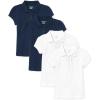 The Children’s Place Girls’ Toddler Mulipack Short Sleeve Ruffle Pique Polos(Tidal/White 4-pack)