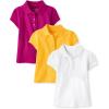 The Children’s Place Girls’ Toddler Mulipack Short Sleeve Ruffle Pique Polos(Yellow/White/Aurora Pink 3-pack)